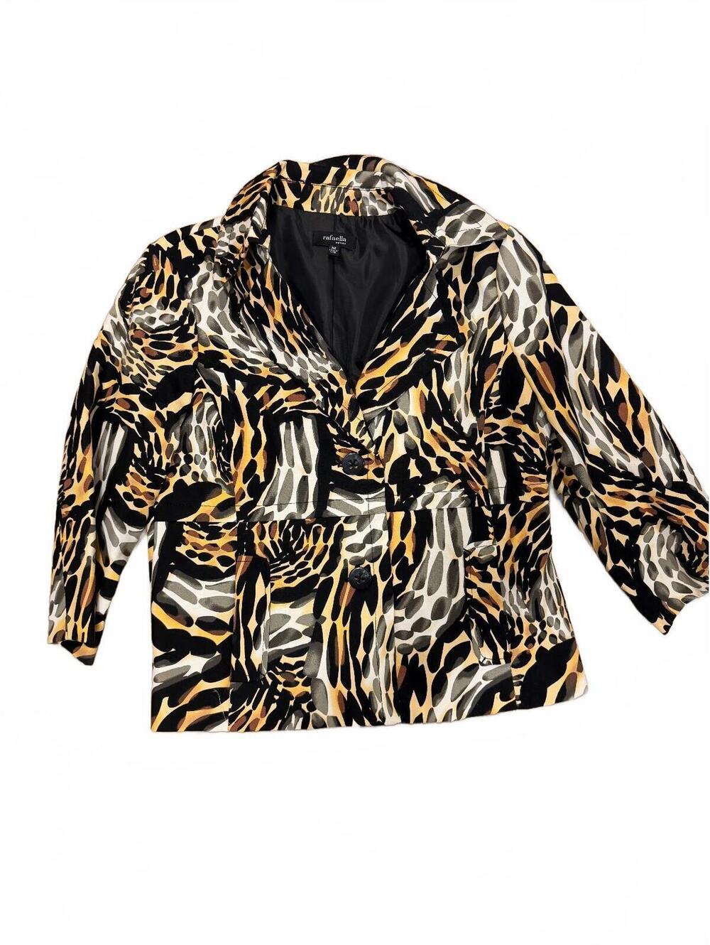Rafaella Petite Women’s M Animal Print Blazer Jacket Leopard Tiger Career
